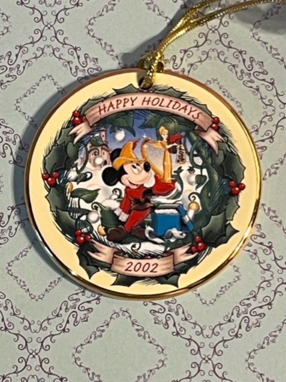 Christmas ornament ceramic Mickey and the Beanstalk 2002 Vtg